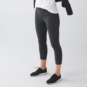 Lululemon Wunder Under Crop (Roll Down) •Heathered Black